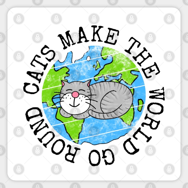 Cats Make The World Go Round, Earth Day Cat Funny Sticker by doodlerob